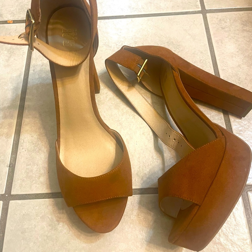 Tan platform heels